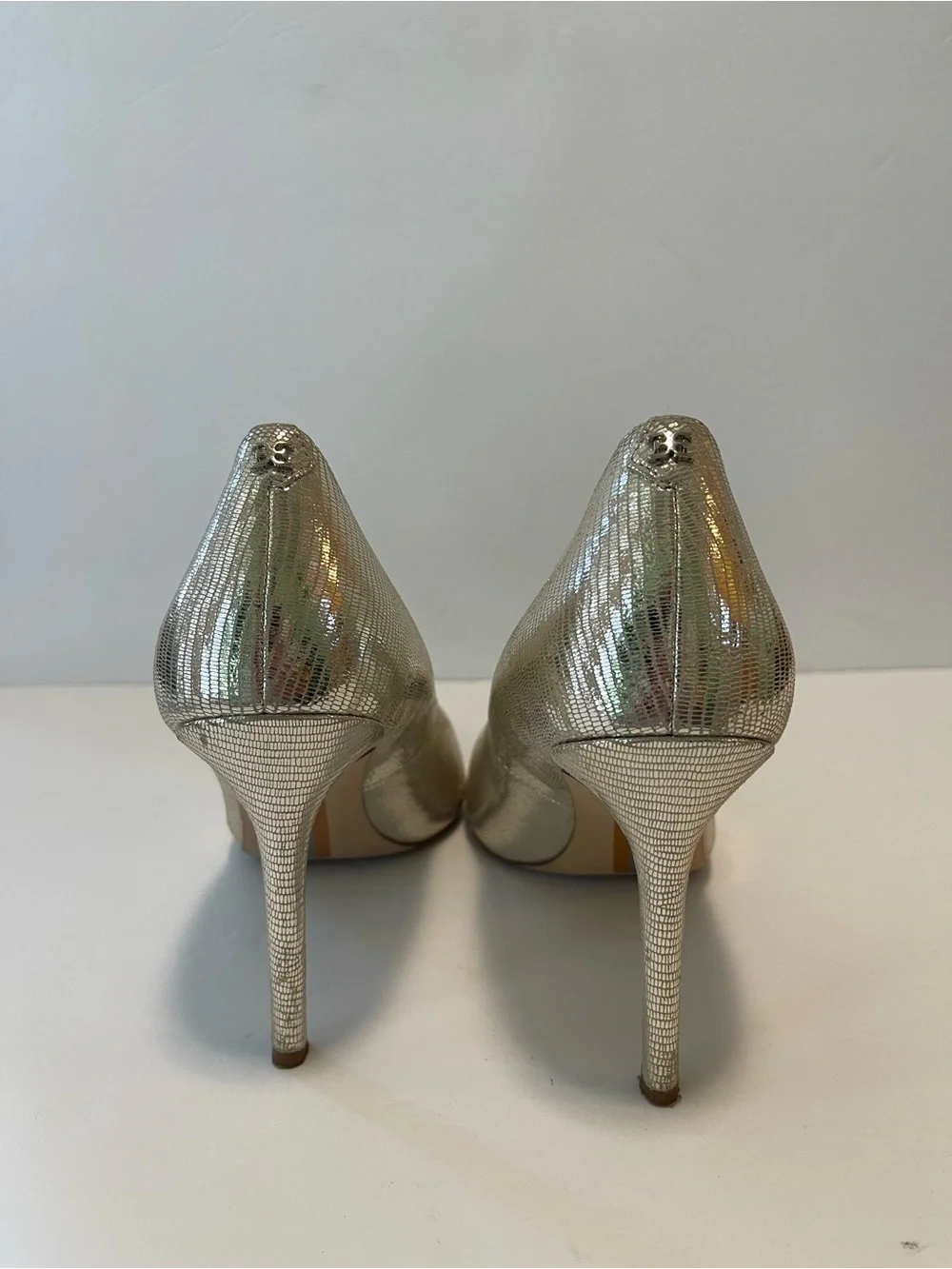Sam Edelman Heels Pumps Pointed Toe Gold Metallic Size 10 M Leather Party Event